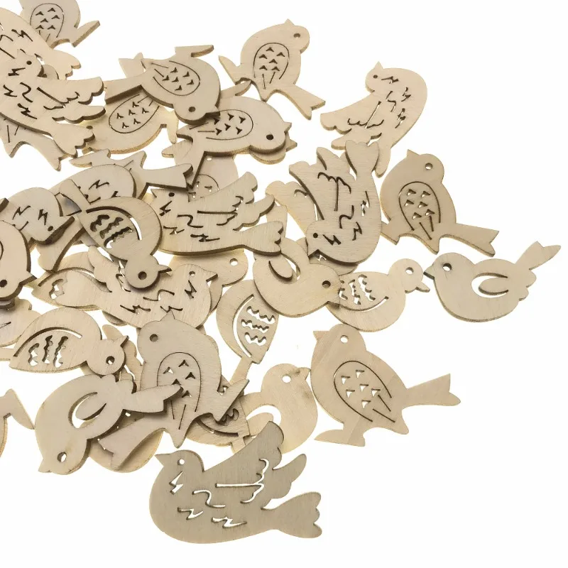 50pcs Wooden Bird Pattern DIY  - Embellishments For Scrapbooking のレビューと価格