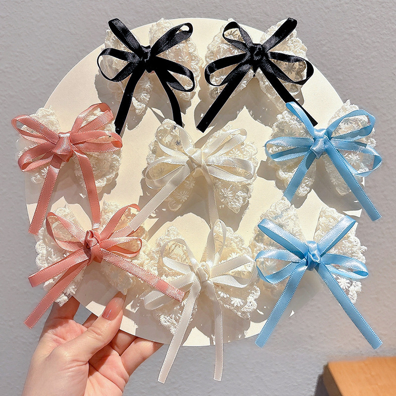2Pcs Elegant Lace Bow Hairpins - Lace Ribbon Trim のレビューと価格