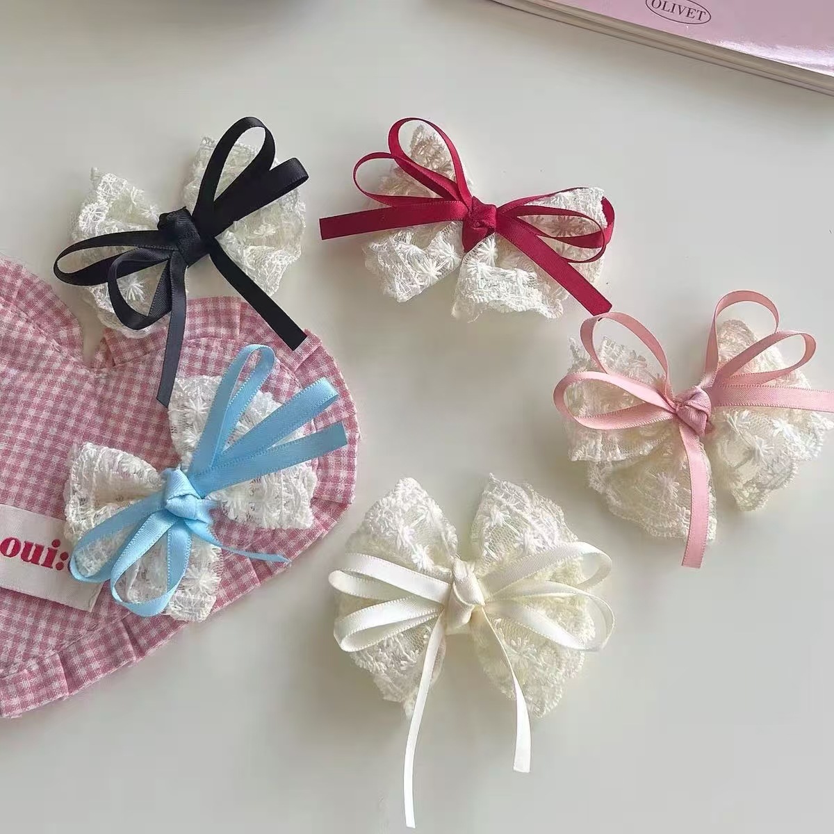 2Pcs Elegant Lace Bow Hairpins - Lace Ribbon Trim のレビューと価格