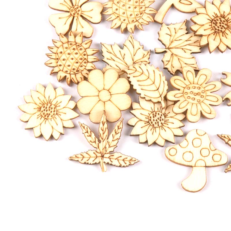 30Pcs 25-30mm Wood DIY Accesso - Embellishments For Scrapbooking のレビューと価格