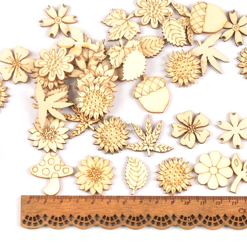 30Pcs 25-30mm Wood DIY Accesso - Embellishments For Scrapbooking のレビューと価格