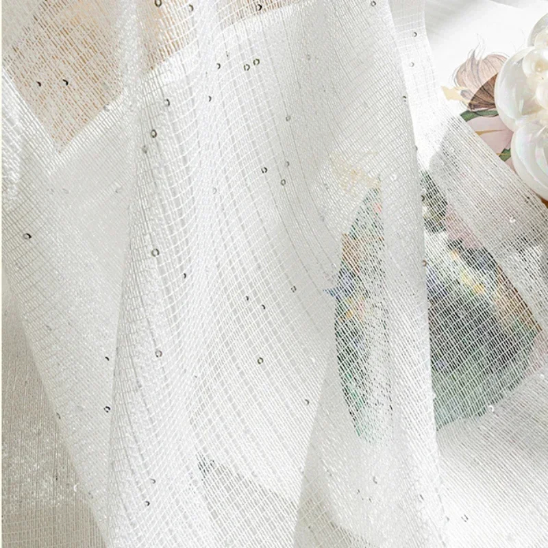 French Sheer Curtains for Livi - Sequin Fabric Panel のレビューと価格