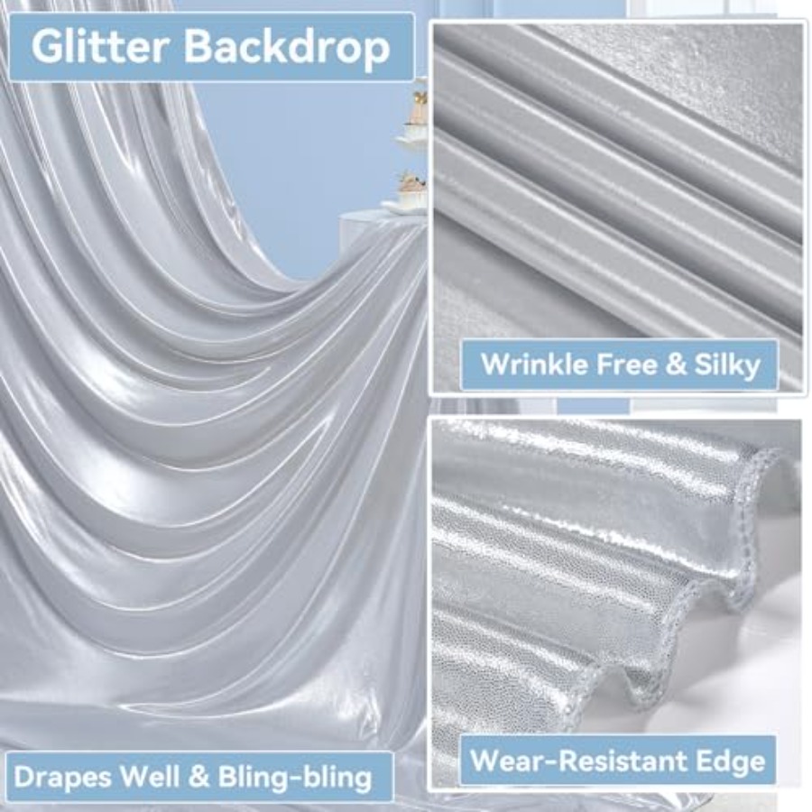 Parties and weddings: silver s - Sequin Fabric Panel のレビューと価格
