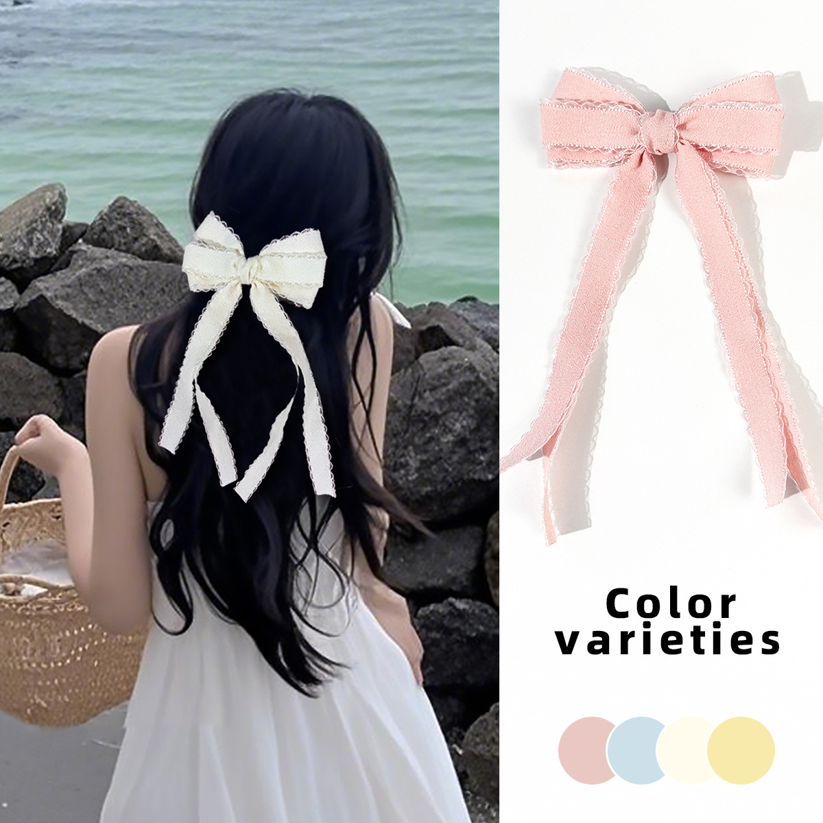 Bulk 20pc Long Tassel Hair Cli - Lace Ribbon Trim のレビューと価格