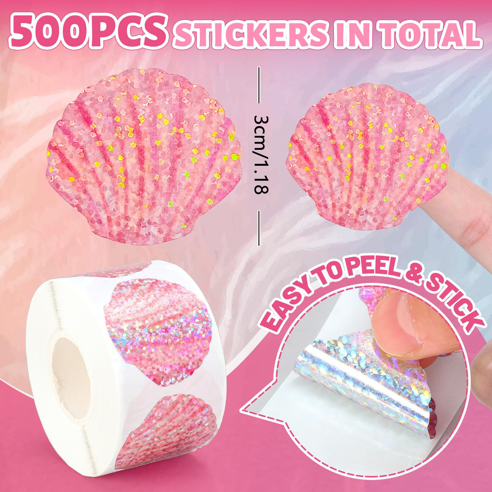 500 Pcs Summer Seashell Sticke - Glitter Vinyl Roll のレビューと価格