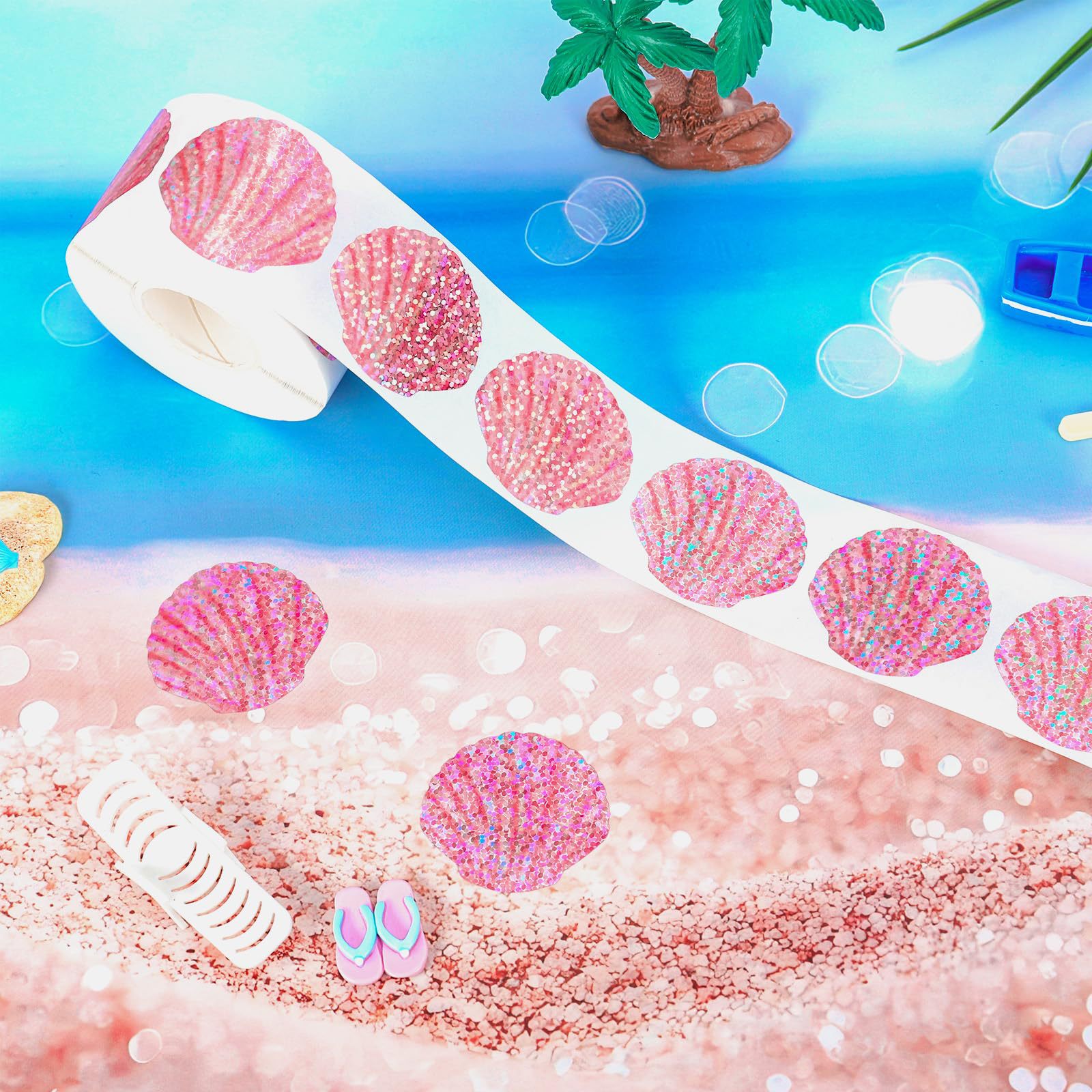 500 Pcs Summer Seashell Sticke - Glitter Vinyl Roll のレビューと価格
