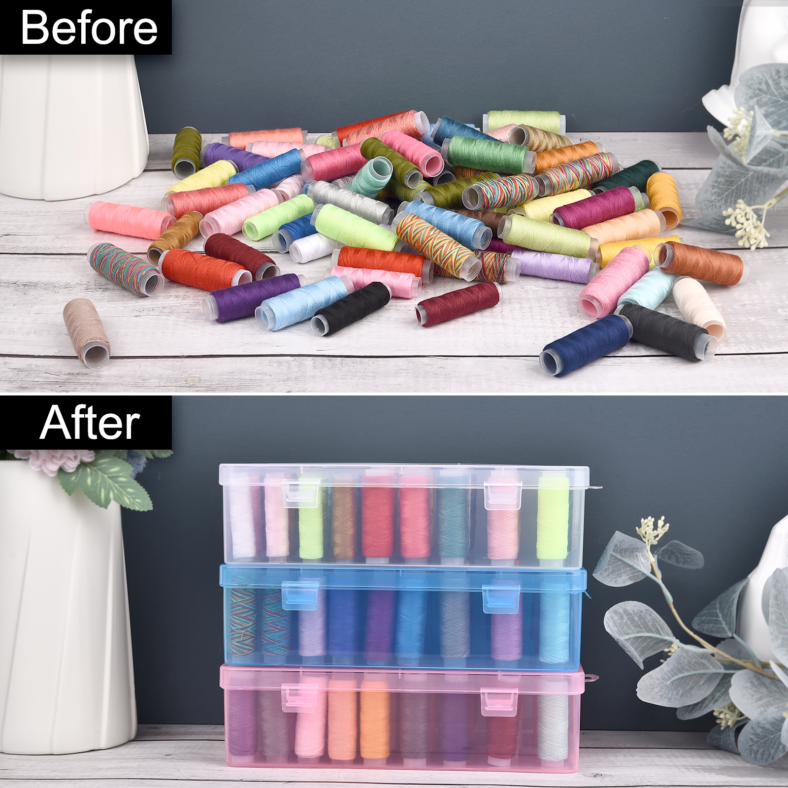 New Sewing Thread Box 42 Piece - Craft Embellishment Storage のレビューと価格