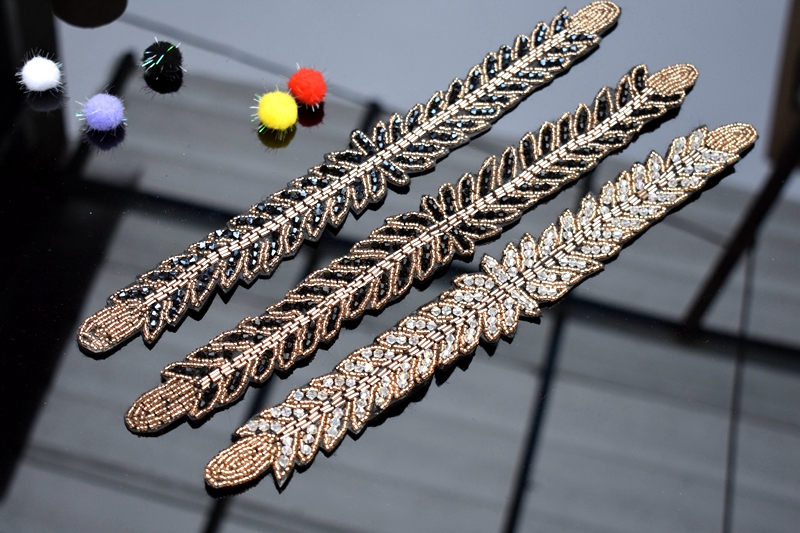 Long leaves leaf handmade appl - Beaded Trim Fringe のレビューと価格