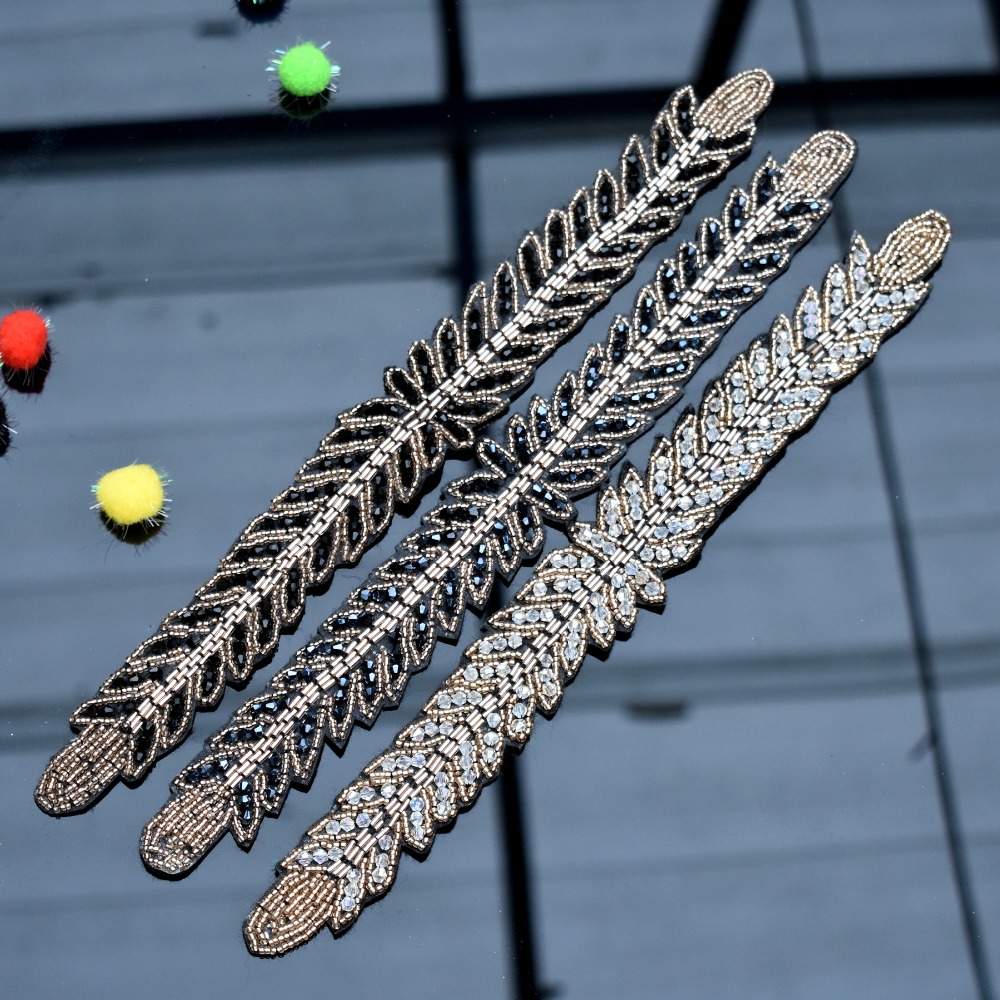 Long leaves leaf handmade appl - Beaded Trim Fringe のレビューと価格