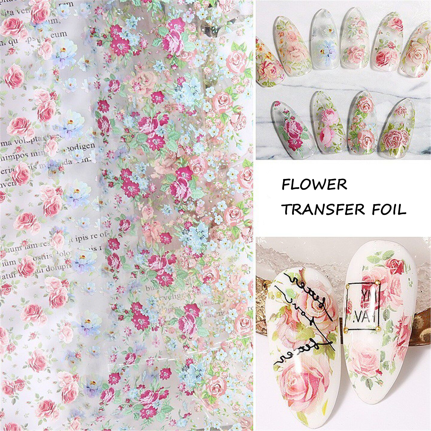 10 Rolls Rose Flower Nail Foil - Glitter Vinyl Roll のレビューと価格