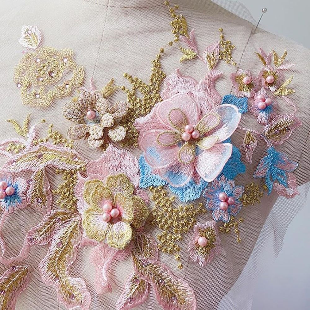 3D Flowers Beaded Lace Fabrics - Embellishments For Scrapbooking のレビューと価格