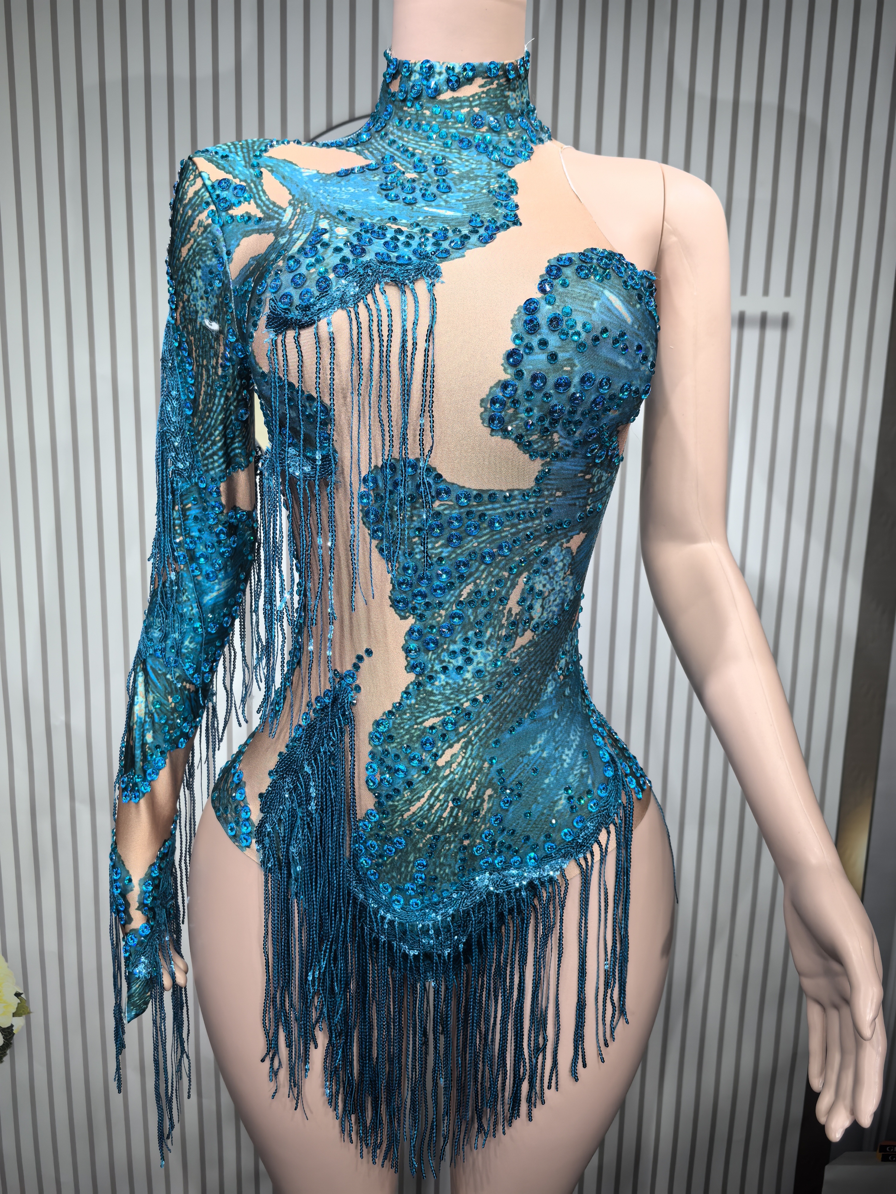 Sexy Skinny Leotard Singer Dan - Rhinestone Banding Trim のレビューと価格
