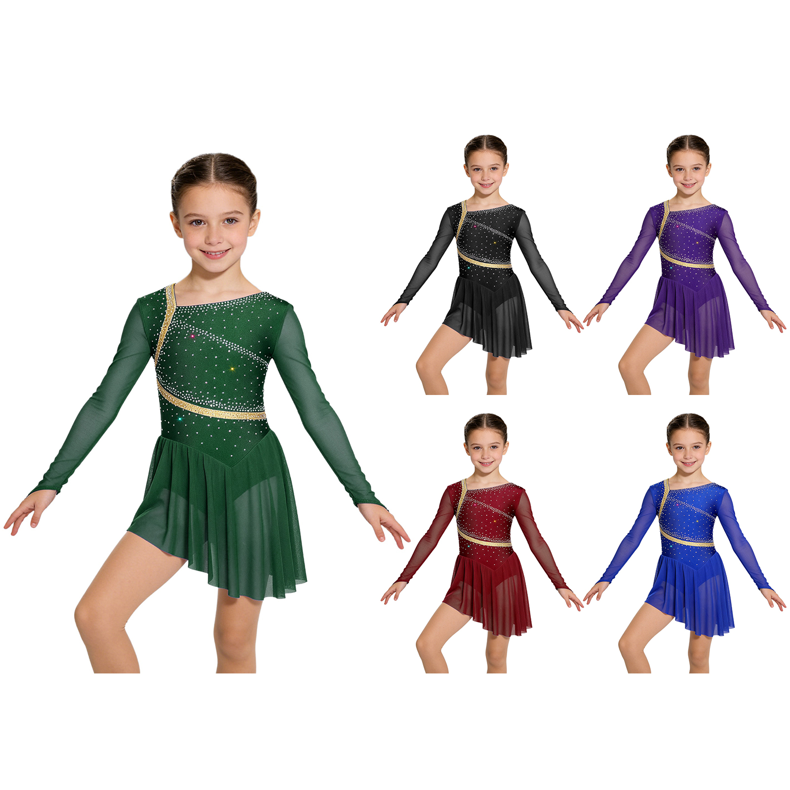 Kids Girls Figure Skating Lyri - Rhinestone Banding Trim のレビューと価格