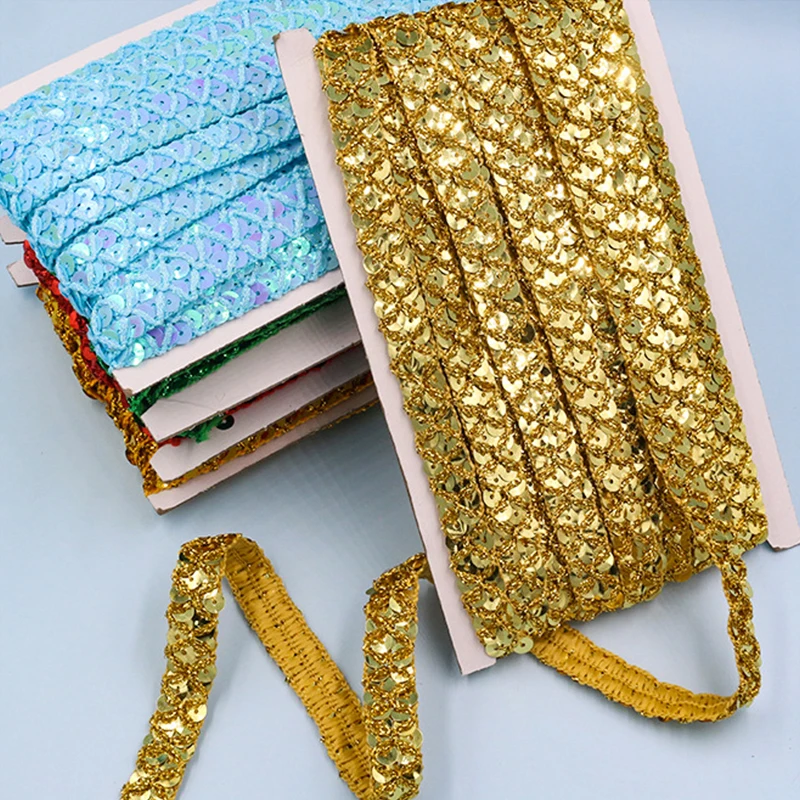 10m Gold and Silver Sequined L - Lace Ribbon Trim のレビューと価格