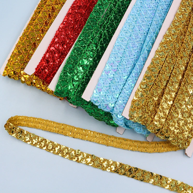 10m Gold and Silver Sequined L - Lace Ribbon Trim のレビューと価格