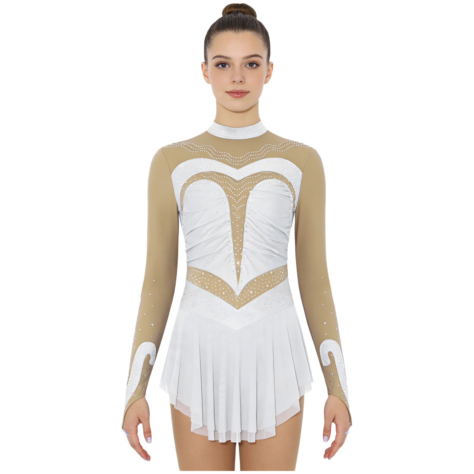 Womens Sheer Mesh Gymnastics B - Rhinestone Banding Trim のレビューと価格