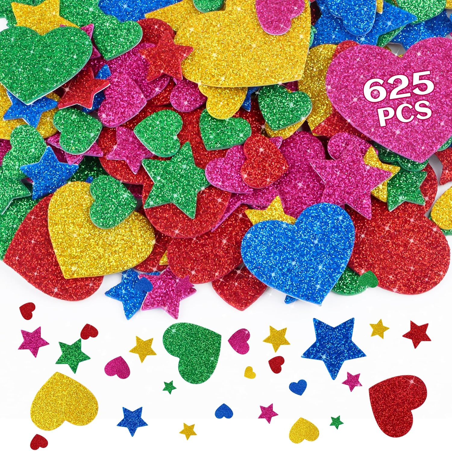 625Pcs Glitter Heart Foam Stic - Glitter Vinyl Roll のレビューと価格