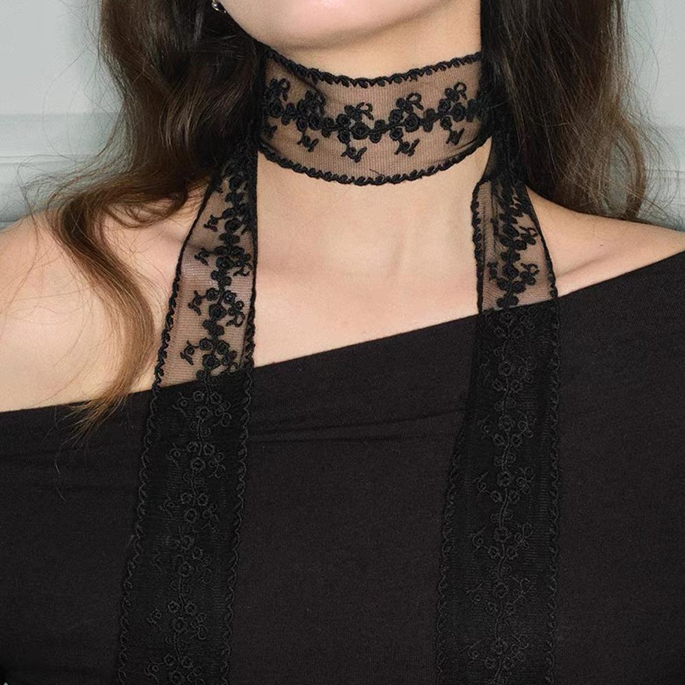Elegant Lace Scarf Bow Necklac - Lace Ribbon Trim のレビューと価格