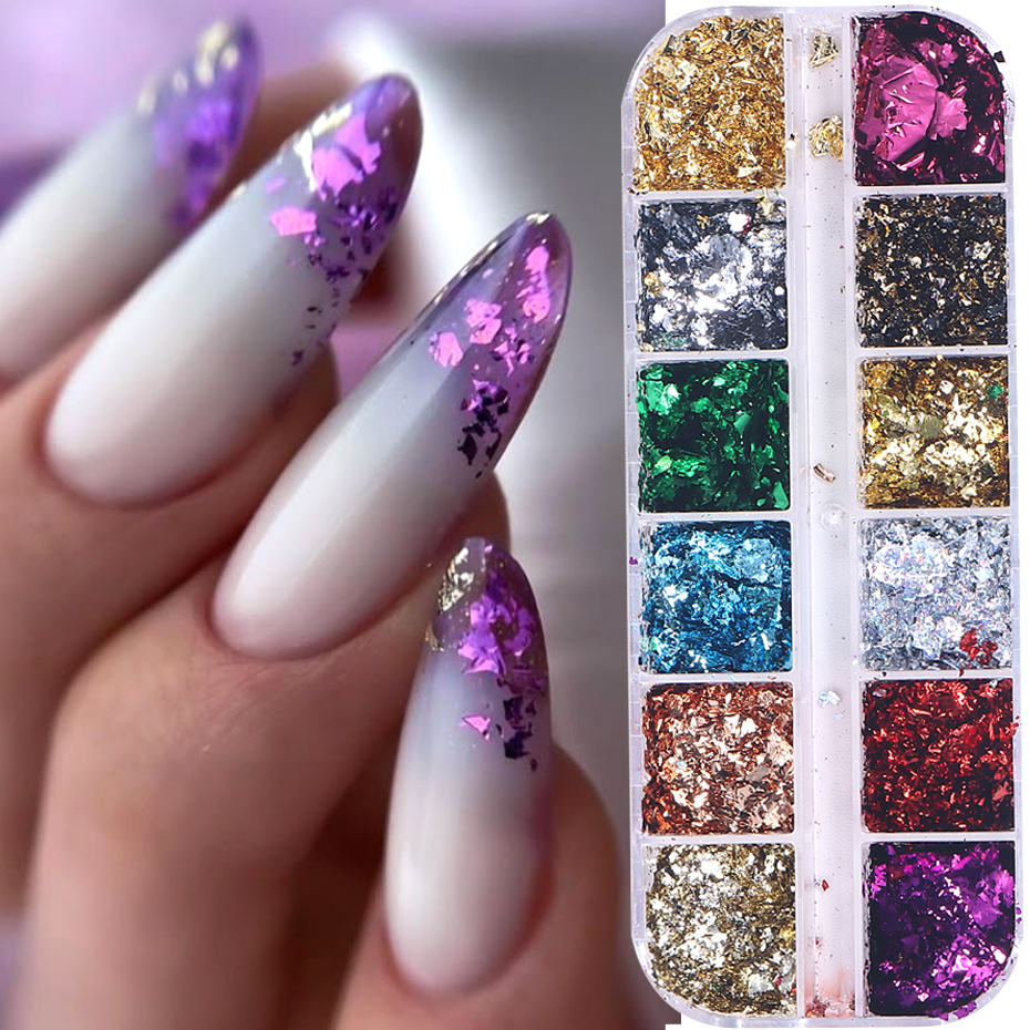 12 Grids Golden Foils Nails Gl - Glitter Vinyl Roll のレビューと価格