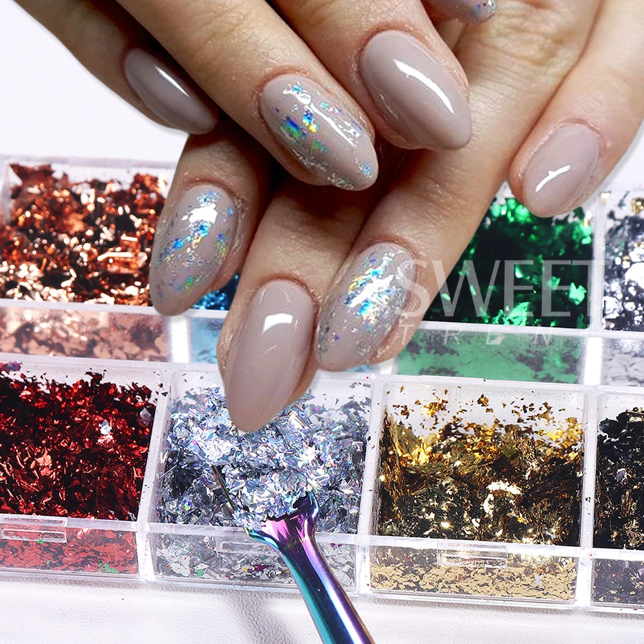 12 Grids Golden Foils Nails Gl - Glitter Vinyl Roll のレビューと価格
