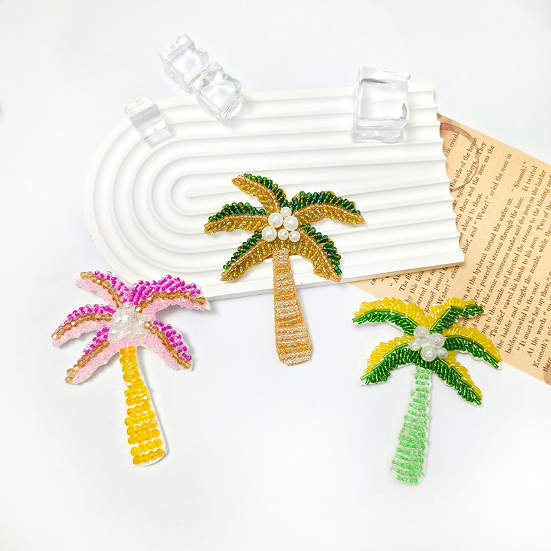 1Pc 3D Coconut Tree Beaded Pat - Craft Embellishments のレビューと価格