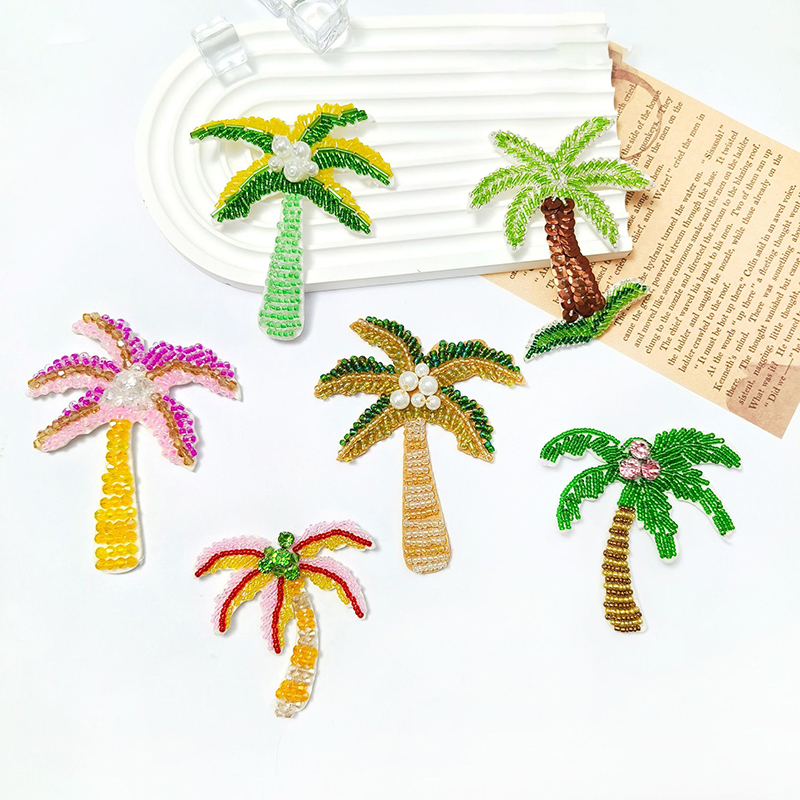1Pc 3D Coconut Tree Beaded Pat - Craft Embellishments のレビューと価格