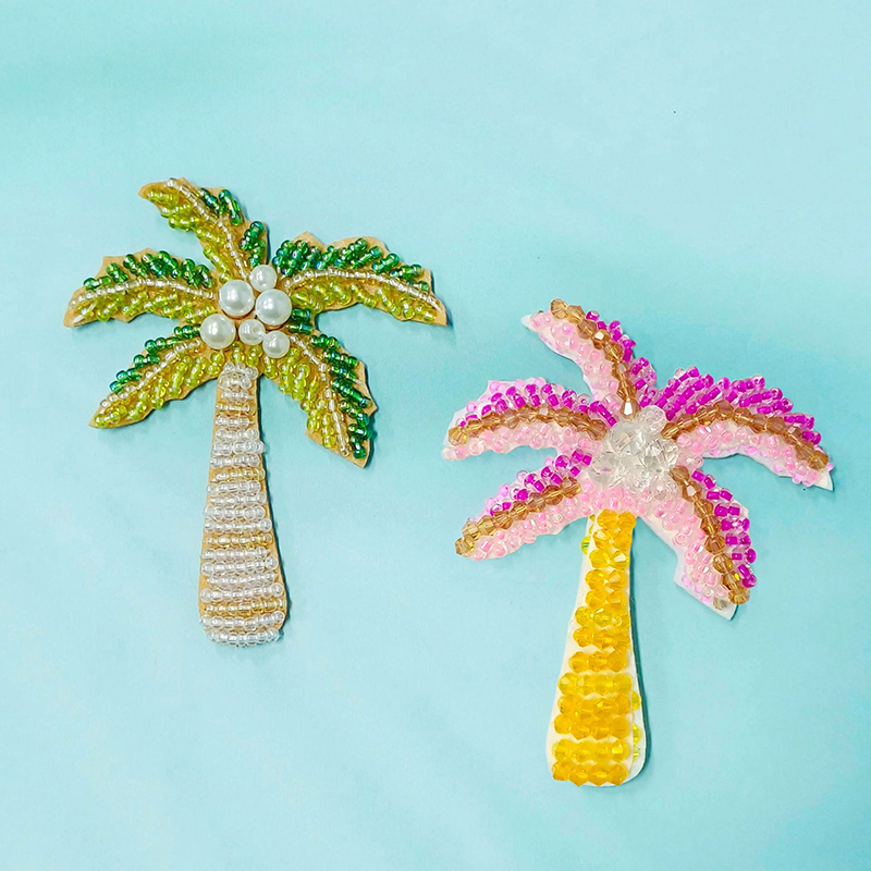 1Pc 3D Coconut Tree Beaded Pat - Craft Embellishments のレビューと価格