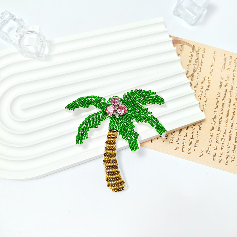 1Pc 3D Coconut Tree Beaded Pat - Craft Embellishments のレビューと価格