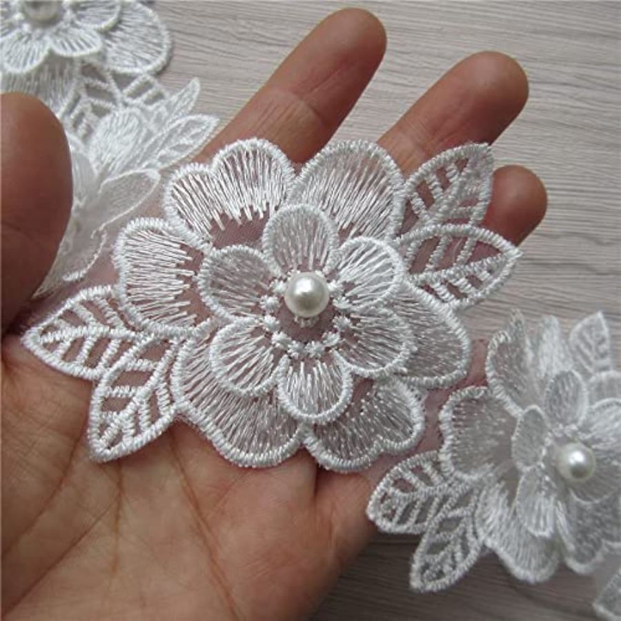 2 Yards 3D Flower Lace Trim Pe - Lace Ribbon Trim のレビューと価格