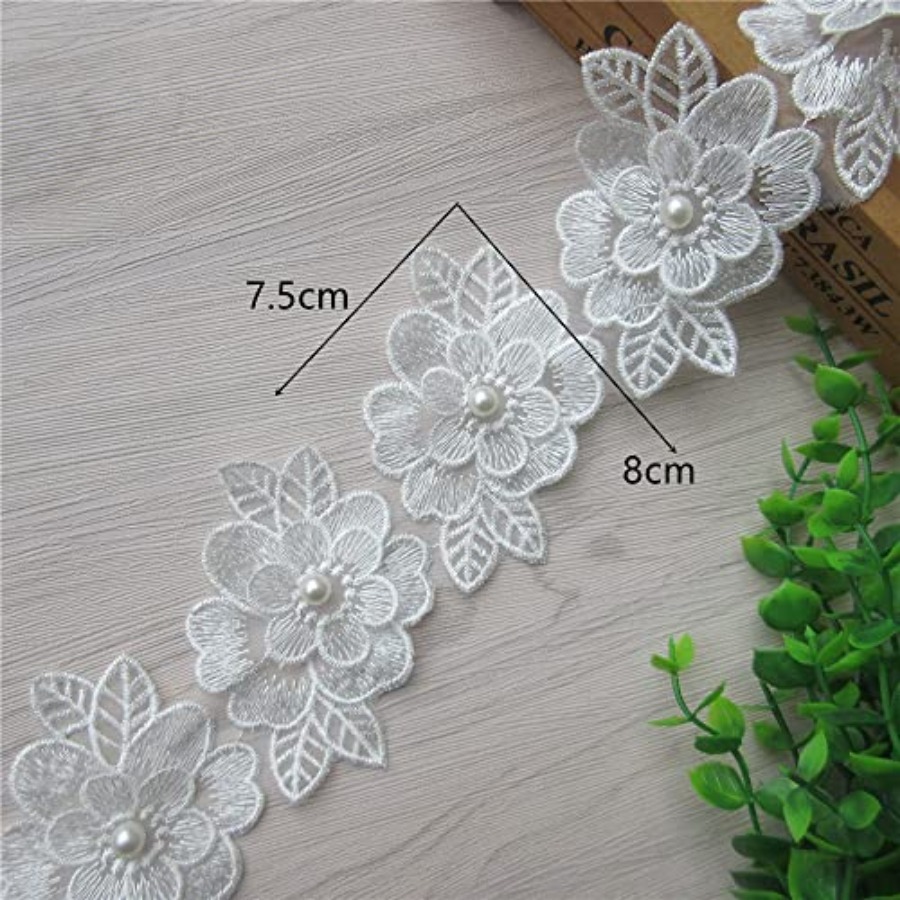 2 Yards 3D Flower Lace Trim Pe - Lace Ribbon Trim のレビューと価格