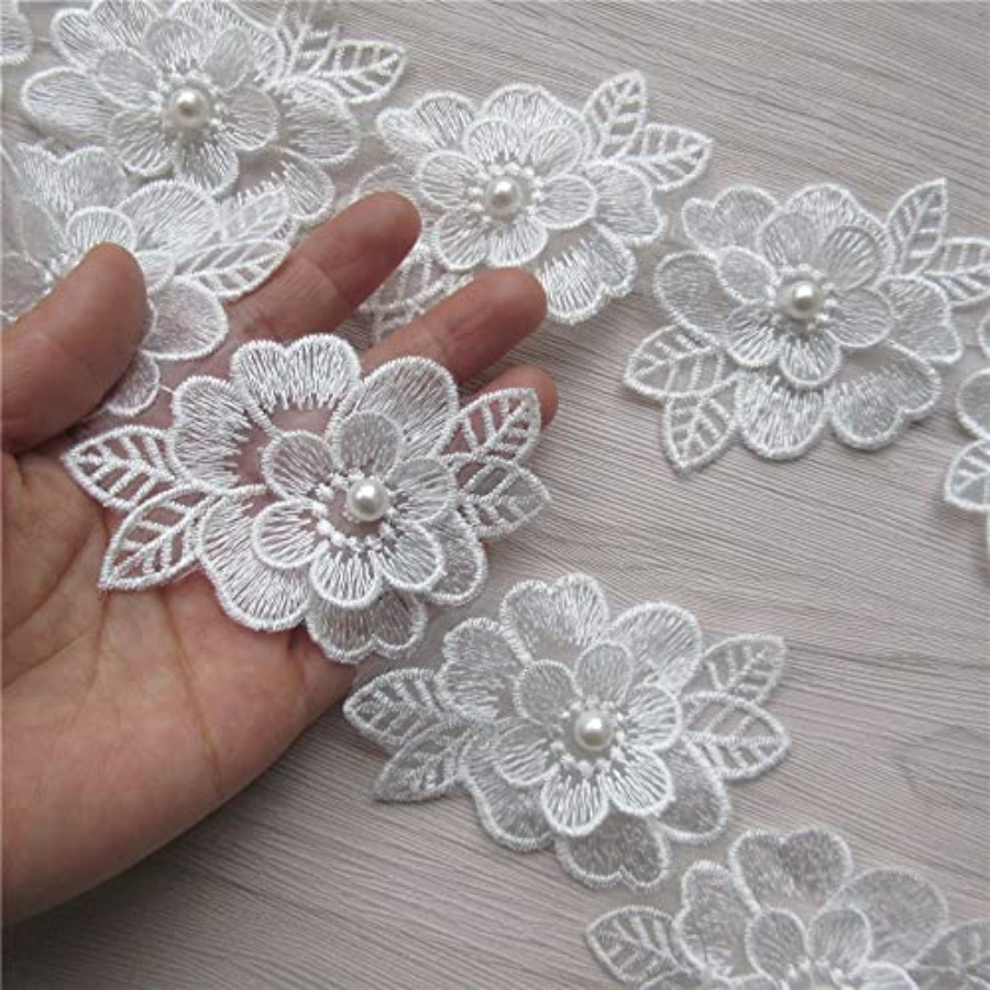 2 Yards 3D Flower Lace Trim Pe - Lace Ribbon Trim のレビューと価格