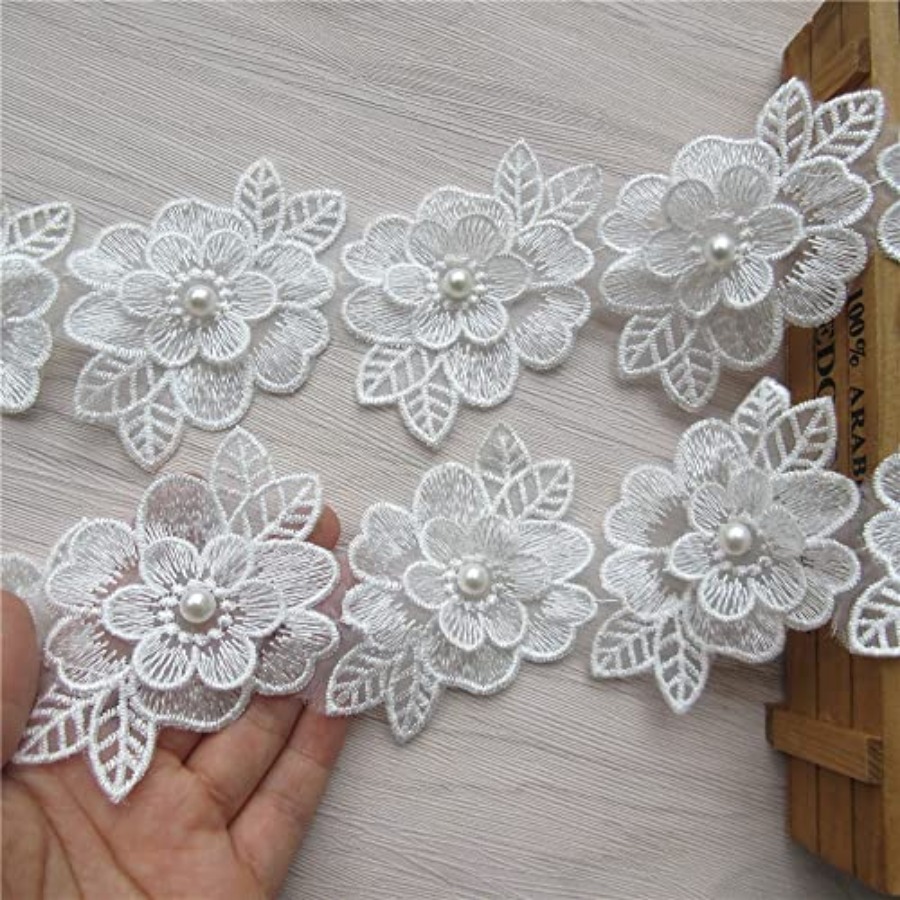 2 Yards 3D Flower Lace Trim Pe - Lace Ribbon Trim のレビューと価格