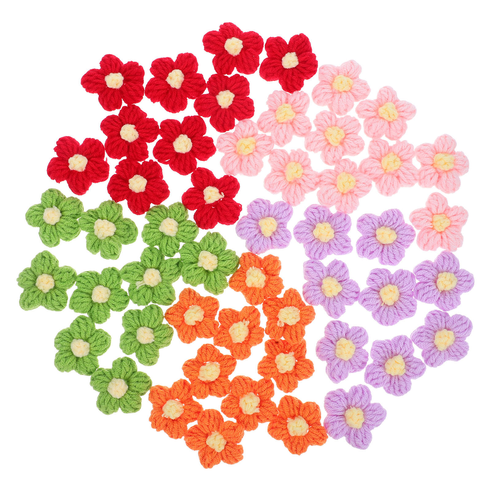 50Pcs Crochet Yarn Flowers Han - Craft Embellishments のレビューと価格