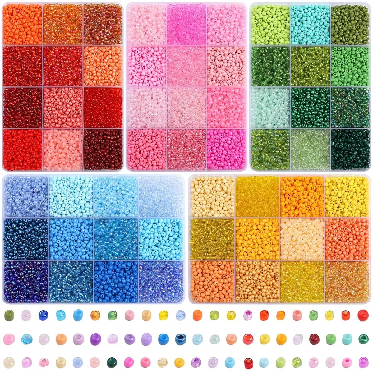 3600pcs 3mm Glass Seed Beads,  - Craft Embellishment Storage のレビューと価格