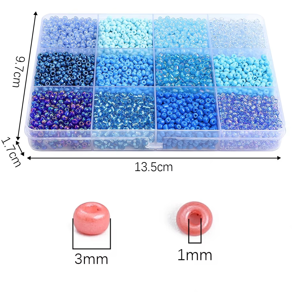 3600pcs 3mm Glass Seed Beads,  - Craft Embellishment Storage のレビューと価格