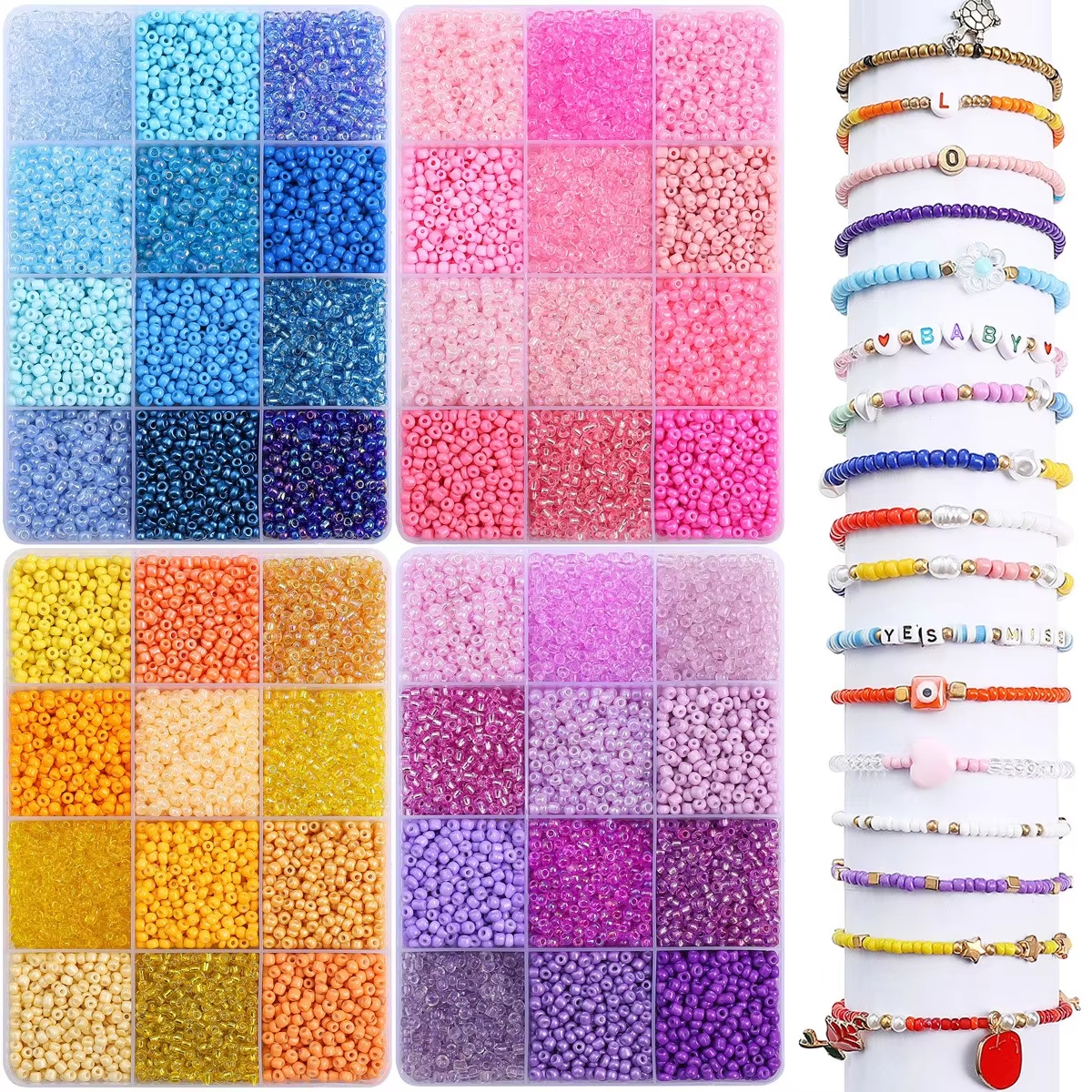 3600pcs 3mm Glass Seed Beads,  - Craft Embellishment Storage のレビューと価格