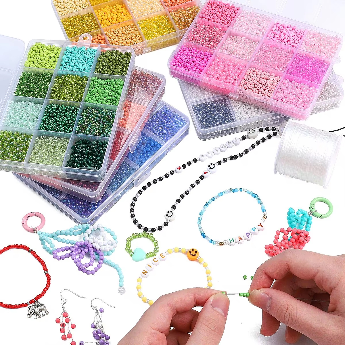 3600pcs 3mm Glass Seed Beads,  - Craft Embellishment Storage のレビューと価格