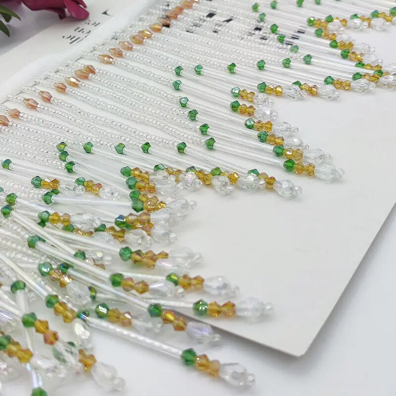 Glass Tube Fringe Tassel 16cm  - Beaded Trim Fringe のレビューと価格