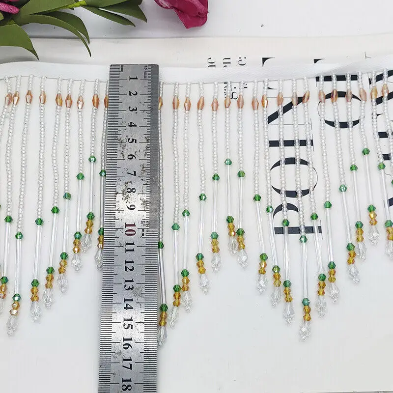 Glass Tube Fringe Tassel 16cm  - Beaded Trim Fringe のレビューと価格