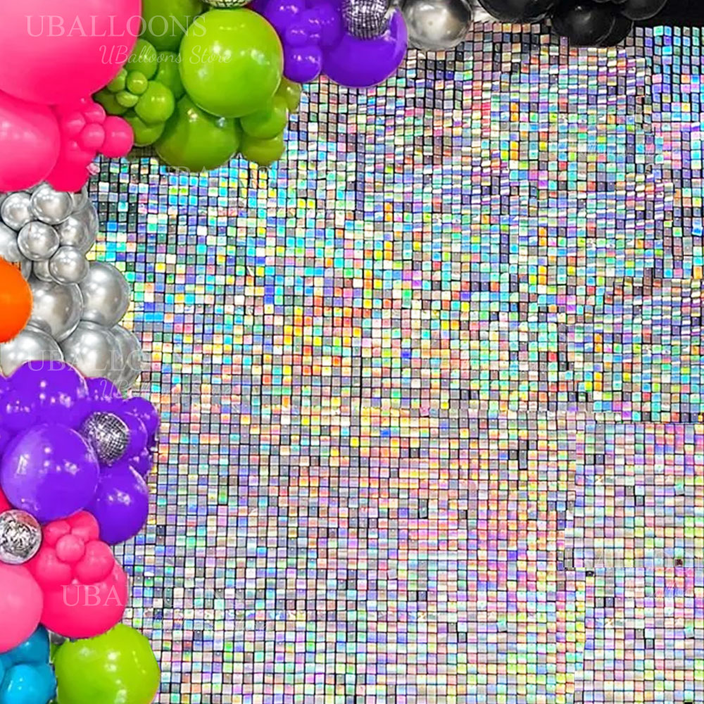 Iridescent Silver Shimmer Wall - Sequin Fabric Panel のレビューと価格