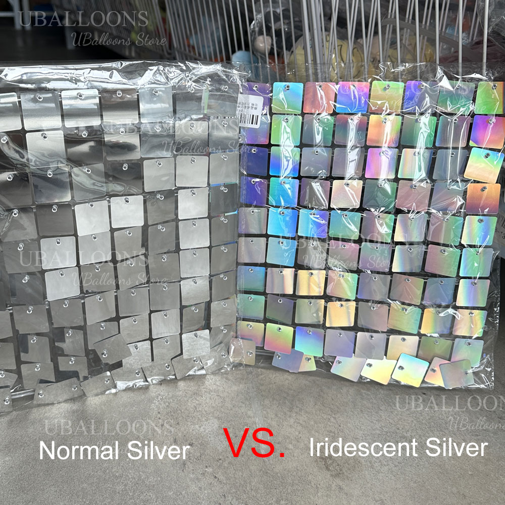 Iridescent Silver Shimmer Wall - Sequin Fabric Panel のレビューと価格