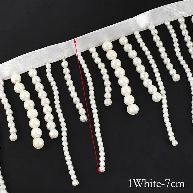 1/2Yards Pearl Beaded Tassel F - Beaded Trim Fringe のレビューと価格