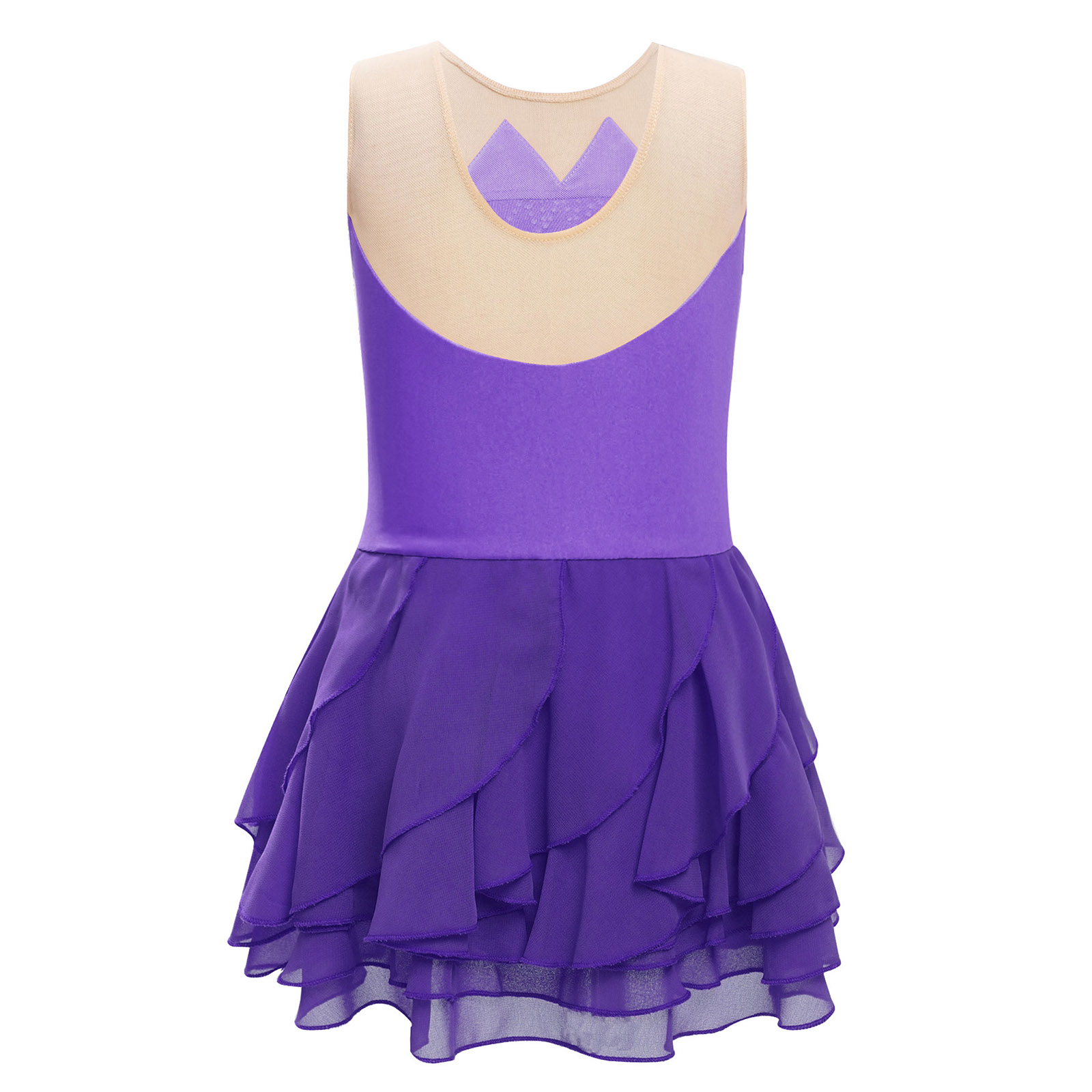 Girls Mesh Figure Skating Dres - Rhinestone Banding Trim のレビューと価格
