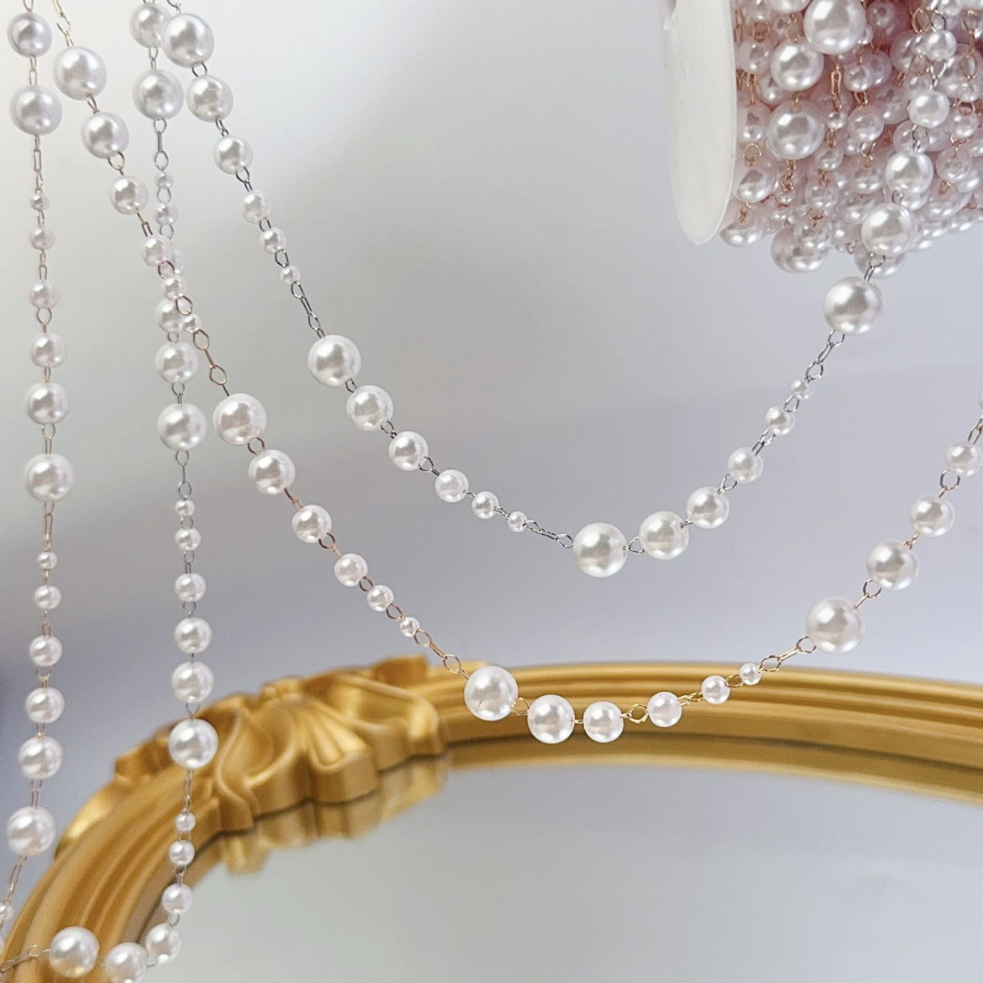 3-8mm Pearl Copper Chain, Anci - Beaded Trim Fringe のレビューと価格