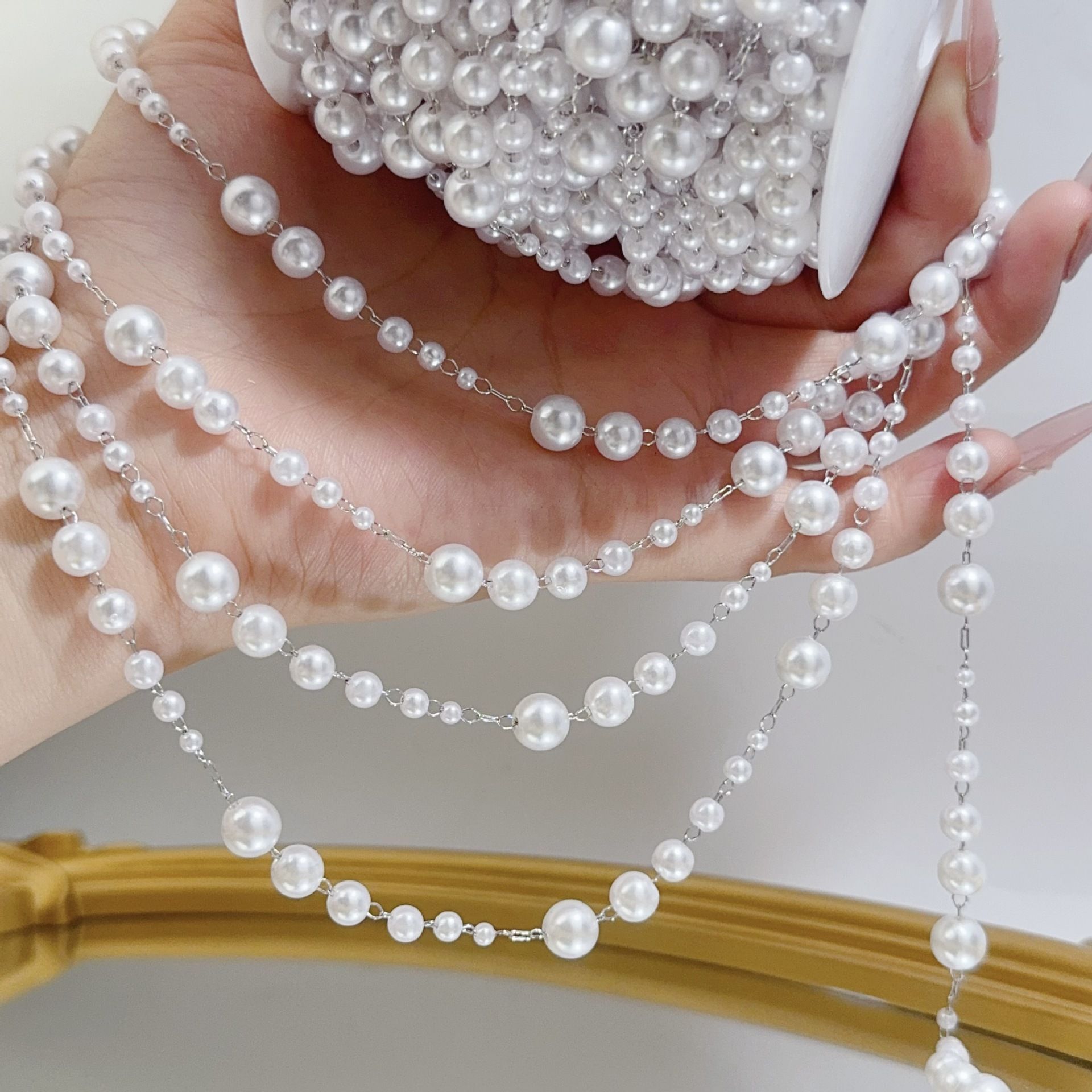 3-8mm Pearl Copper Chain, Anci - Beaded Trim Fringe のレビューと価格