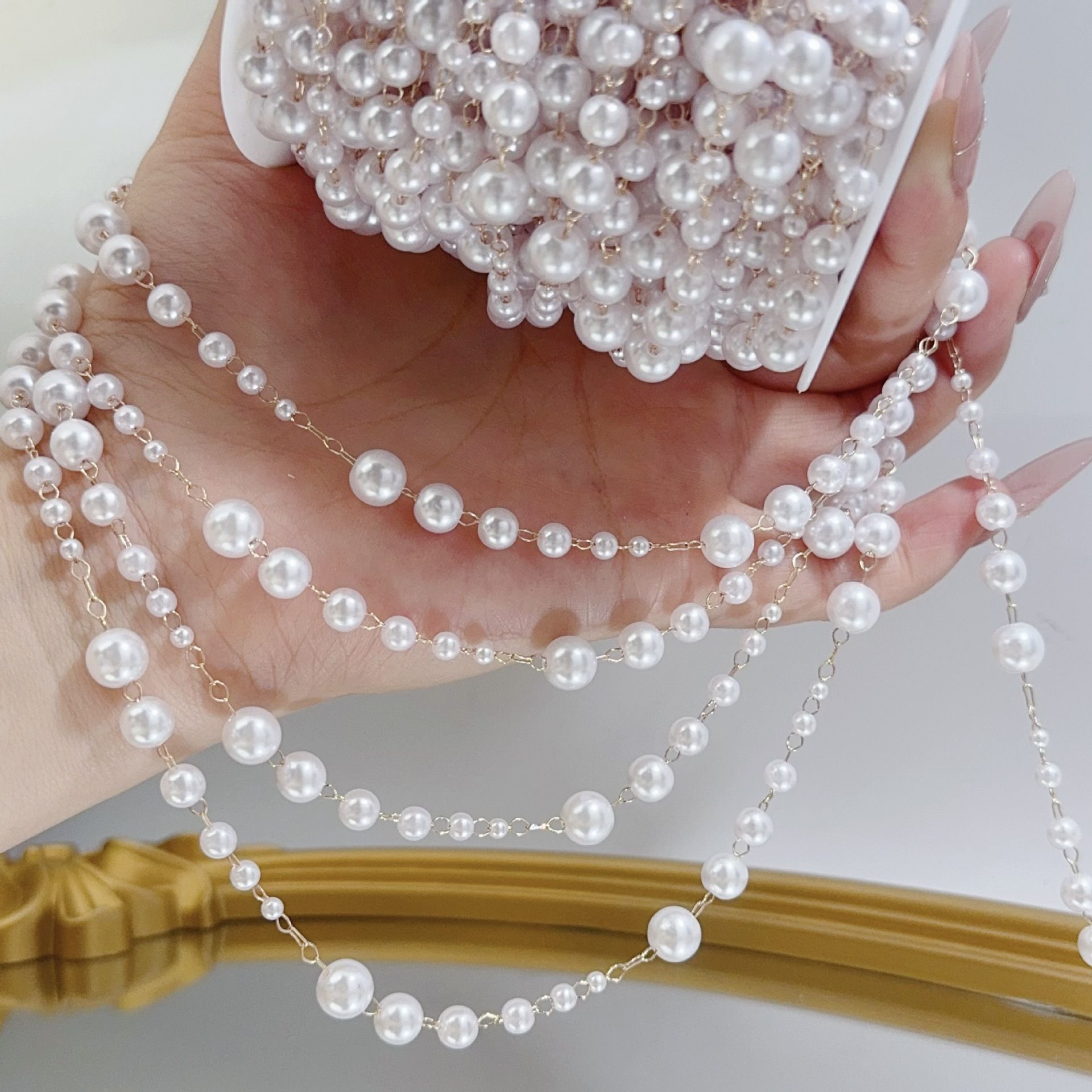 3-8mm Pearl Copper Chain, Anci - Beaded Trim Fringe のレビューと価格