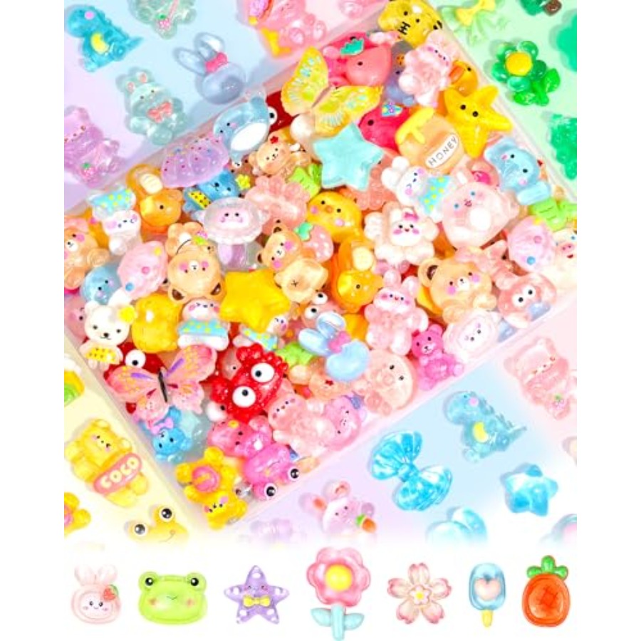 100PCS Cute Slime Charms Bulk  - Easter Craft Embellishment Set のレビューと価格