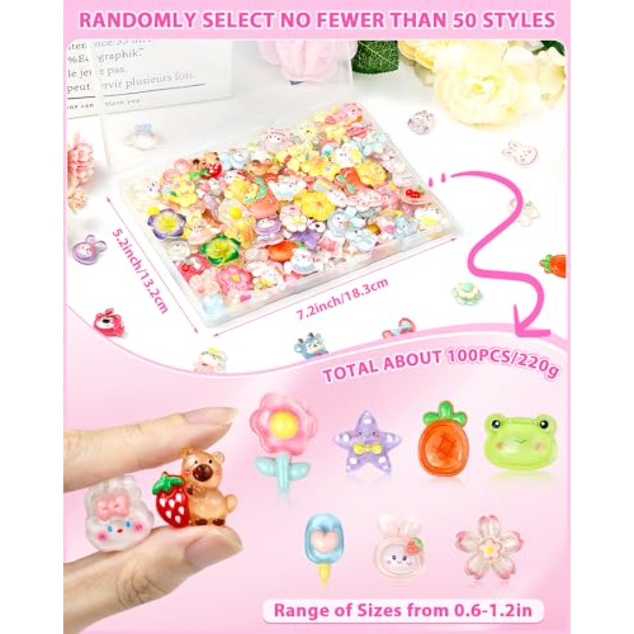 100PCS Cute Slime Charms Bulk  - Easter Craft Embellishment Set のレビューと価格