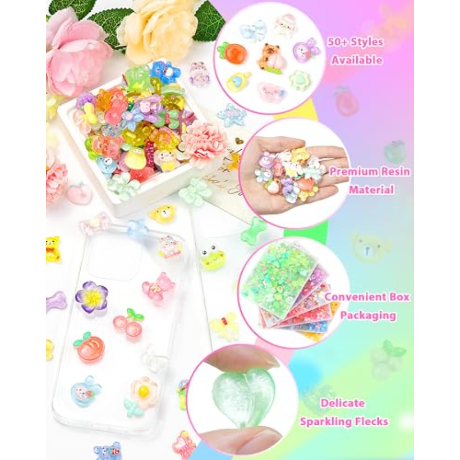 100PCS Cute Slime Charms Bulk  - Easter Craft Embellishment Set のレビューと価格