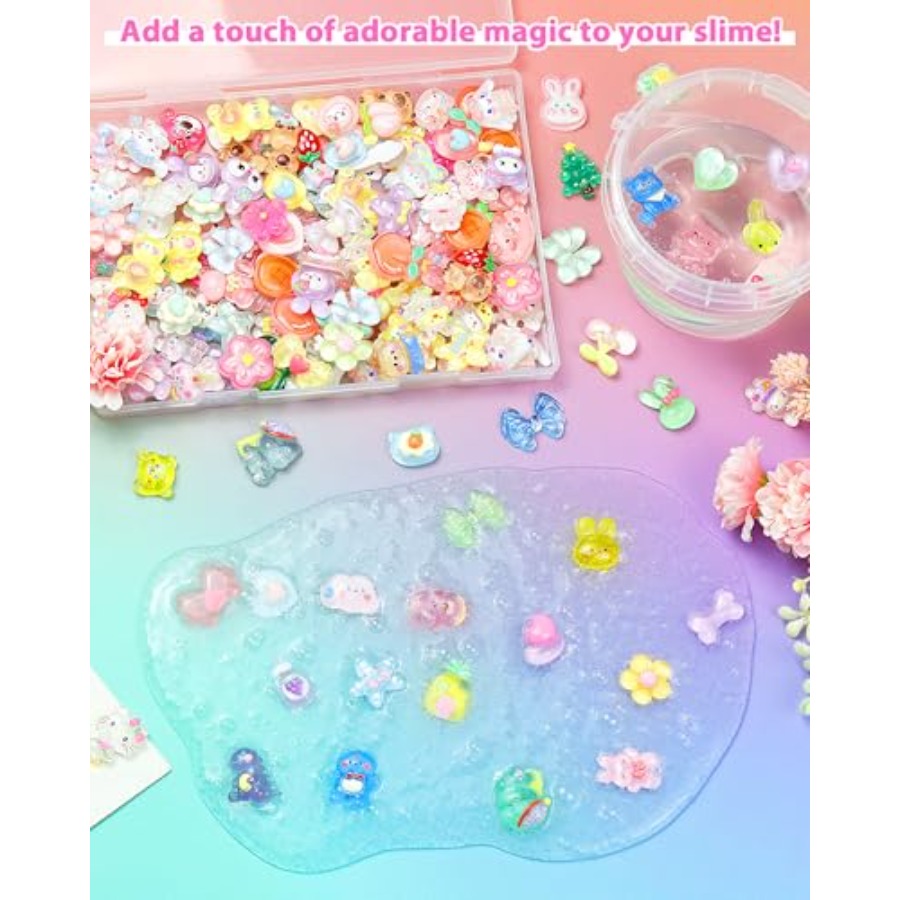 100PCS Cute Slime Charms Bulk  - Easter Craft Embellishment Set のレビューと価格
